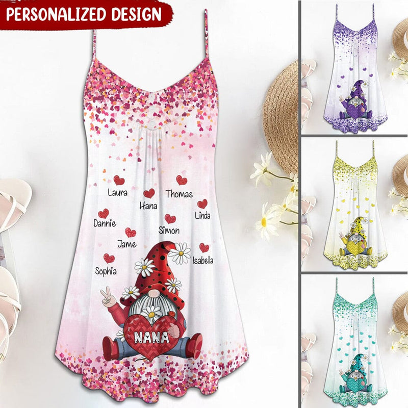 Discover Gnome With Heart Personalized Custom Mom, Nana, Grandma Summer Dress