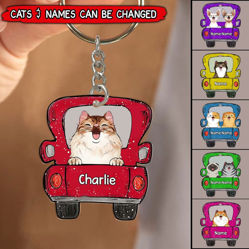 Discover Personalized Cat Lovers Truck Acrylic Keychain