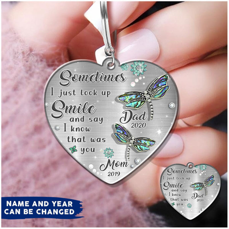 Discover Sometimes I just look up Smile memory Dragonfly Personalized Acrylic Keychain