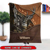 Personalized Deer Hunting Enter Your Name Leather Pattern Blanket Ntk22mar22ca1 TP Fleece Blanket Humancustom - Unique Personalized Gifts Medium (50x60in)