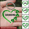Personalized Grandma Mom Heart Lucky Leaves St Patrick's Day Gift Acrylic Keychain DDL10FEB22TT2 Acrylic Keychain Humancustom - Unique Personalized Gifts 4.5x4.5 cm