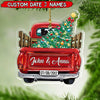 Personalized Red truck with Christmas Tree Couple Acrylic Ornament NVL09SEP22TP1 Acrylic Ornament Humancustom - Unique Personalized Gifts Pack 1