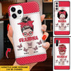 Personalized Polka Dot Pattern Grandma Mom Messy Bun With Grandkids Butterfly Phone case NVL05OCT22CT1 Silicone Phone Case Humancustom - Unique Personalized Gifts Iphone iPhone 14