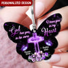 Memorial Gift Purple Butterfly Cross, God Has You In His Arms, I Have You In My Heart Personalized Acrylic Keychain LPL07JUN22NY2 Acrylic Keychain Humancustom - Unique Personalized Gifts 4.5x4.5 cm