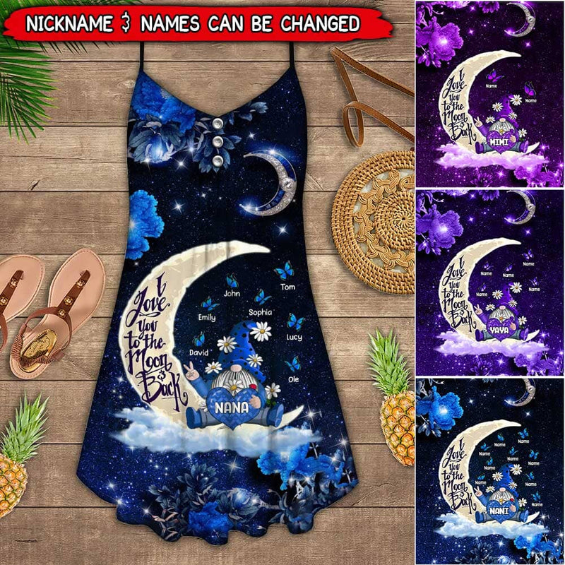 Discover Grandma- Mom Gnome Loves Butterfly Kids To The Moon And Back Personalized Summer Dress