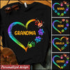 Grandma Mom Family Rainbow Heart Hand Prints Pet Paws Custom Names Nickname Family Names Tshirt HLD31MAR22XT1 Black T-shirt Humancustom - Unique Personalized Gifts S Navy
