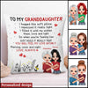 To Granddaughter Grandma Personalized Canvas Pillow DDL21FEB22XT2 Pillow Humancustom - Unique Personalized Gifts 12x12in
