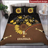 Grandma Sunflower Heart Leather Pattern Personalized Bedding Set BSH01AUG22XT2 Bedding Set Humancustom - Unique Personalized Gifts US TWIN