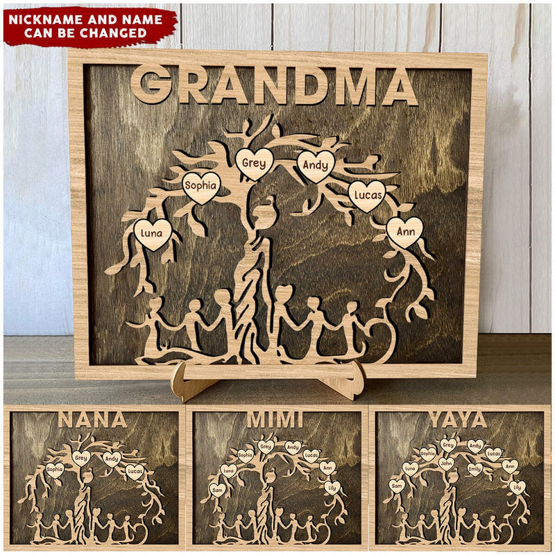 Discover Grandma, Mimi, Nana Tree Love Grandkids Personalized Wood Plaque