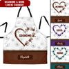 Grandma Mom Heart Hand Prints Custom Nickname Names Mothers Day Familia Gift Leather Pattern Apron HLD24MAR22NY3 Apron Humancustom - Unique Personalized Gifts Measures 27" x 30"