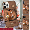 Brown Horse Daisy In Heart Leather Pattern Personalized Phone Case DDL31MAR22TT1 Silicone Phone Case Humancustom - Unique Personalized Gifts Iphone iPhone SE 2020