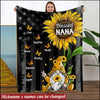Personalized Blessed Mommy, Nana, Grandma, Auntie Gnome Sunflower with Butterflies Blanket NLA23JUN22XT1 XT Fleece Blanket Humancustom - Unique Personalized Gifts Medium (50x60in)