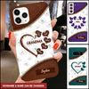 Grandma Mom Hearts Custom Names Mother's Day Gift Leather Seamless Zipper Pattern Familia Gift Phone case HLD09MAR22NY2 Silicone Phone Case Humancustom - Unique Personalized Gifts Iphone iPhone SE 2020