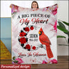 Memorial Cardinal, A Big Piece Of My Heart Lives In Heaven Personalized Blanket DDL22MAR22ct1 XT Fleece and Sherpa Blanket Humancustom - Unique Personalized Gifts MEDIUM SOFT FLEECE STADIUM BLANKET - 50 X 60