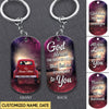 Personalized Red Truck Couple Stainless Steel Keychain NVL24MAY22CT2 Stainless Steel Keychain Humancustom - Unique Personalized Gifts 2.5in x 1.5in