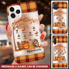 Personalized Fall Autumn Love Grandma - Mom Life Butterfly Kids Plaid Pattern Phone Case BSH17SEP22TP1 Glass Phone Case Humancustom - Unique Personalized Gifts Iphone iPhone 14