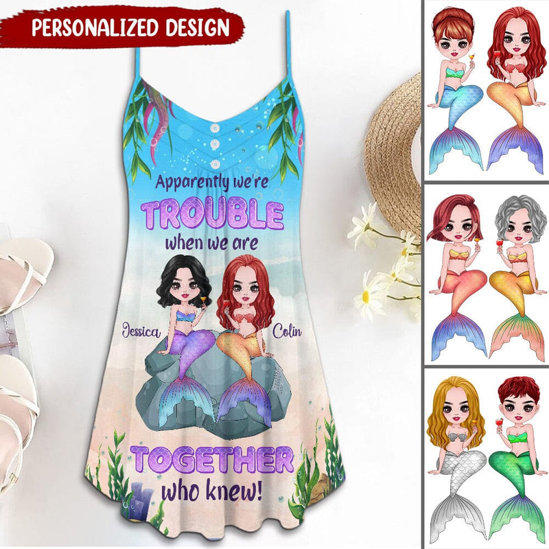 Discover Trouble Together Mermaid Besties Personalized Summer Dress