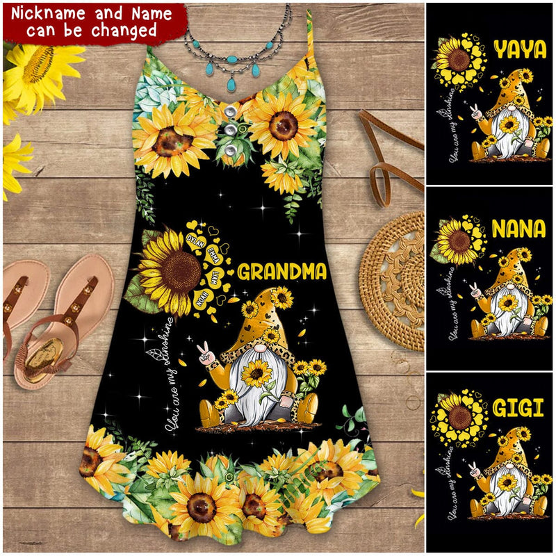 Discover Sunflower Grandma- Mom Gnome With Sweet Heart Kids, You Are My Sunshine Nana Personalized Summer Dress