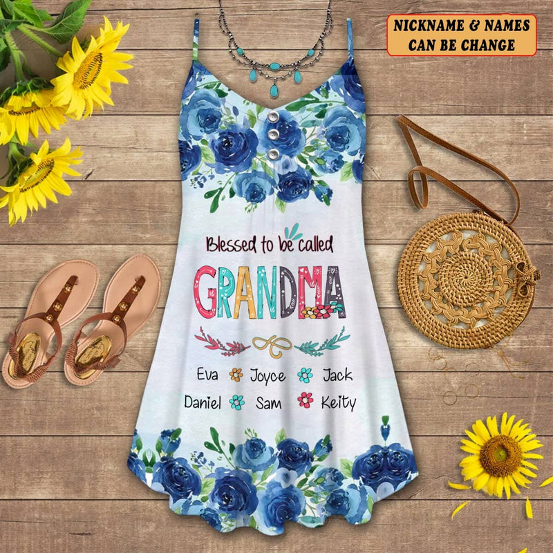 Discover Blessed to be called Nana Mommy, Nana, Grandma, Auntie Personalized Summer Dress
