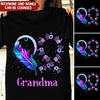 Personalized Grandma Mom Feather Heart Family Love Gift From Grandkids Son Daughter Tshirt HLD02JUL22NY1 Black T-shirt Humancustom - Unique Personalized Gifts S Black
