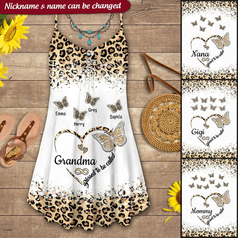 Discover Personalized Blessed To Be Called Nana Butterfly Heart Infinity Grandkids Love Summer Dress