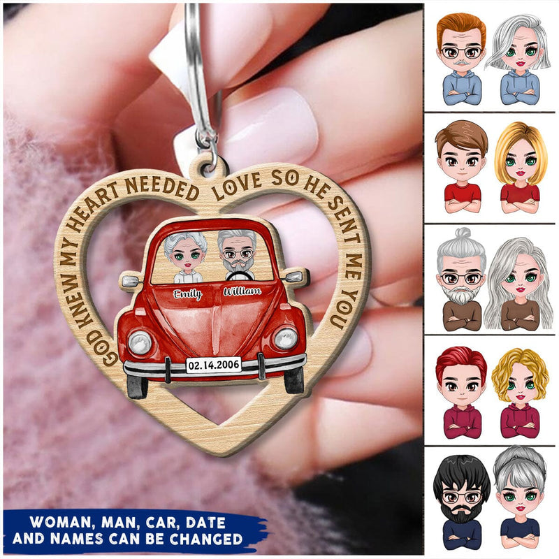 Discover God Knew My Heart Needed Love So He Sent Me You Truck Car Custom Couple Wooden Keychain