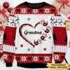 Grandma Mom Heart Kids Handprints Custom Names Caro Pattern Personalized Sweater NTN11OCT22TT2 3D Sweater Humancustom - Unique Personalized Gifts S Sweater