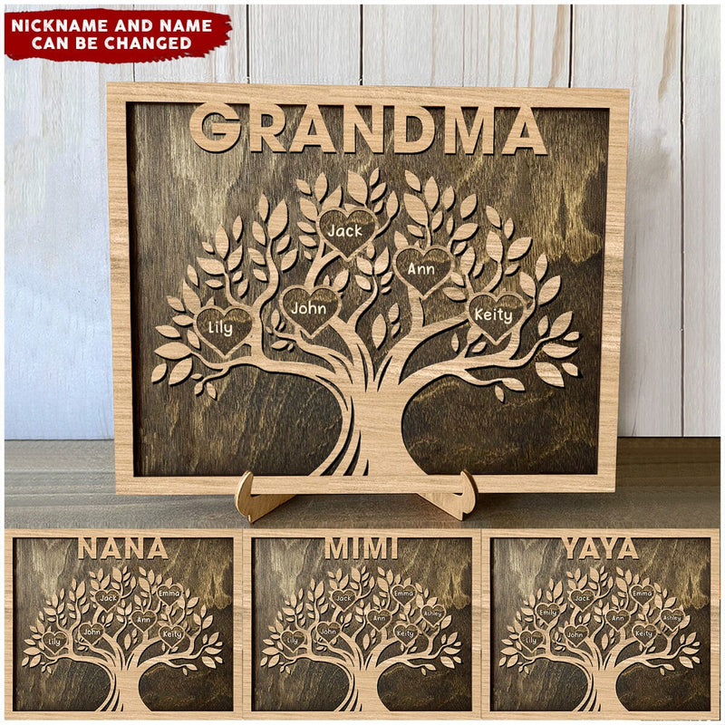 Discover Grandma, Mimi, Nana Tree Love Grandkids Personalized Wood Plaque