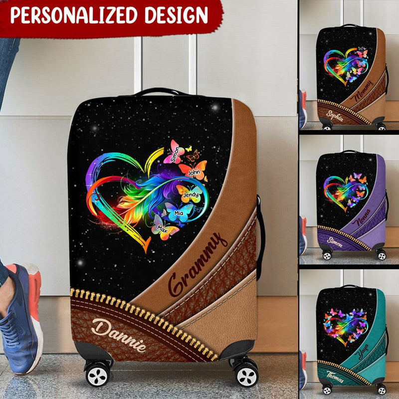 Discover Grandma Grandkids Infinity Love Family Mother's Day Gift Heart Butterflies Rainbow Leather Pattern Luggage Cover