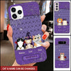 Violet Halloween Kitten Cat Lovers, Spider & Haunted House Background Leather Texture Personalized Phone Case LPL26AUG22NY1 Silicone Phone Case Humancustom - Unique Personalized Gifts Iphone iPhone 13
