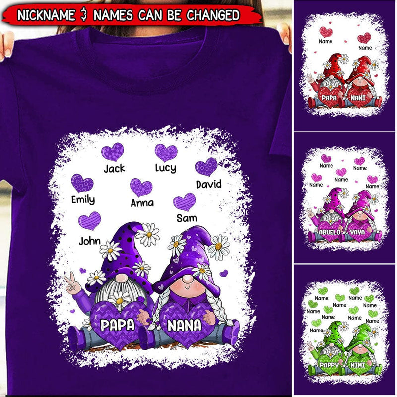 Discover Colorful Gnome Grandma Grandpa Loves Sweet Heart Kids Personalized Unisex T-Shirt