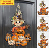 Fall Season Scarecrow Grandma- Mom With Little Pumpkin Kids Personalized Shaped Wooden Sign PM24AUG22CT1 Shape Wooden Sign Humancustom - Unique Personalized Gifts Size 1: 12x12 inches