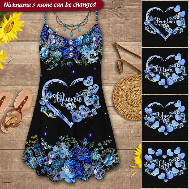 Discover Personalized Nana Mom Heart Infinitive Love Mother's Day Familia Gift Summer Dress
