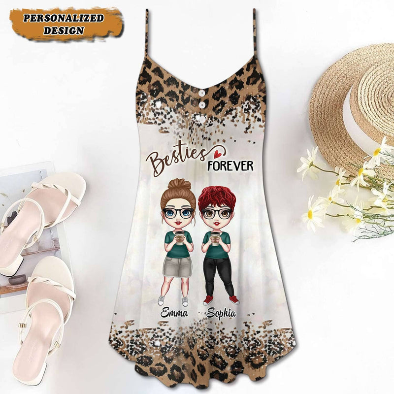 Discover Besties Forever Gift For Friends Leopard Design Personalized Summer Dress