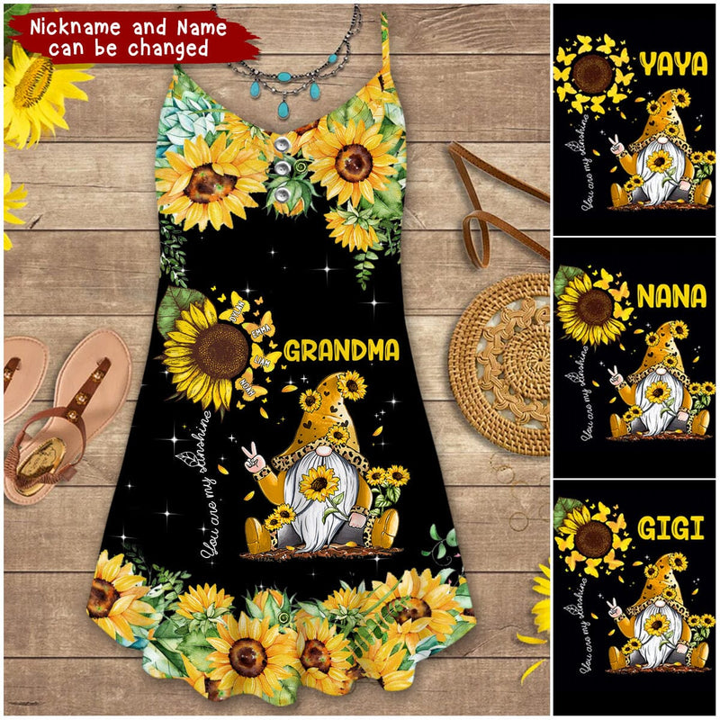 Discover Sunflower Grandma- Mom Gnome Butterfly Kids, You Are My Sunshine Nana Personalized Summer Dress