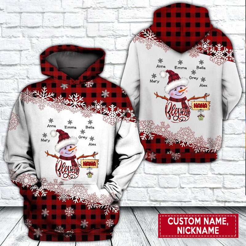 Customized Grandma Mom Snowman Christmas Gift Xmas Family Gift Hoodie 3D