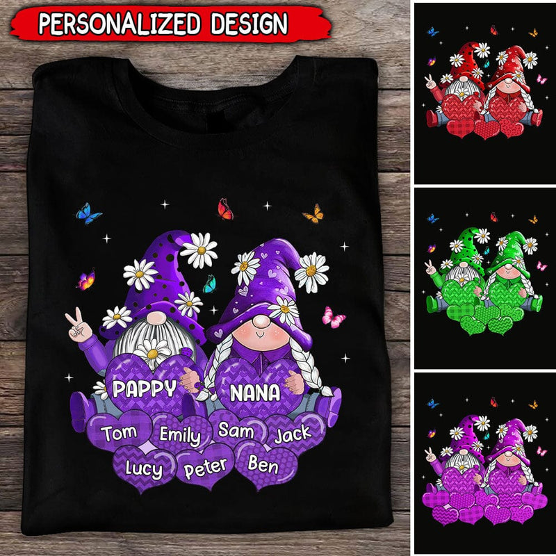 Discover Colorful Grandpa Grandma Gnome Loves Sweet Heart Kids, Personalized Custom T-Shirt