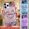 Grandma- Mom Heart Handprint Kids, Multi Colors Personalized Glass Phone Case LPL01JUN22TP2 Glass Phone Case Humancustom - Unique Personalized Gifts Iphone iPhone 13
