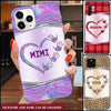 Personalized Mimi Mom With Grandkids Hand Prints Multi Colors Glass Phone case NVL06OCT22TT2 Glass Phone Case Humancustom - Unique Personalized Gifts Iphone iPhone 14