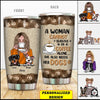 A Woman Can Not Survive On Coffee Alone, She Also Needs Her Dogs, Gift For Dog Owners Personalized Tumbler LPL16FEB22VA1 Skinny Tumbler Humancustom - Unique Personalized Gifts 12 oz