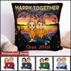 Happy Together Since Year Romantic Heart Sunset View Custom Gift For Couple Lovers Husband Wife Pillow DHL20JAN22XT1 Pillow Humancustom - Unique Personalized Gifts 12x12in