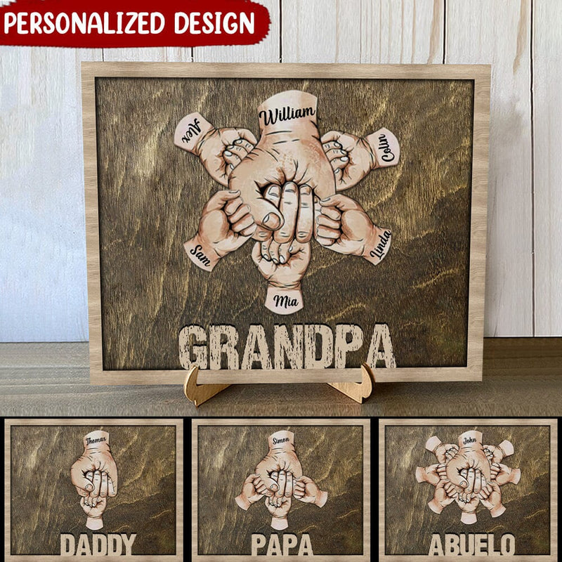 Discover Grandpa, Daddy, Daddy Hands Print Personalized Wood Plaque