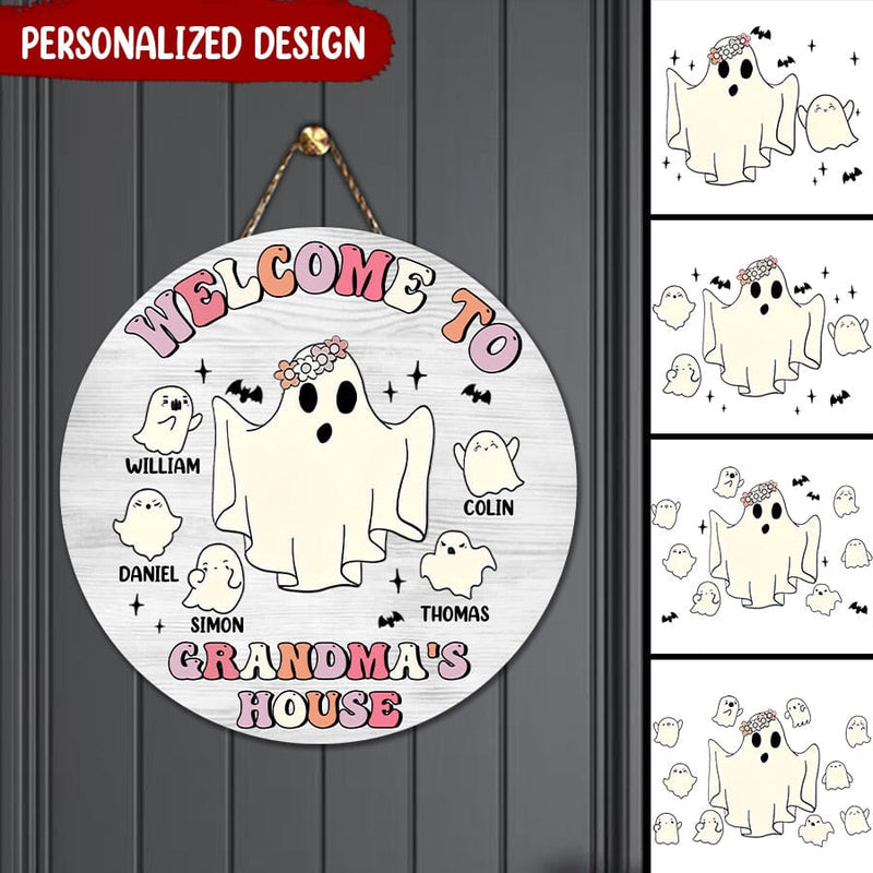 Discover Personalized Grandma Mom Auntie Cute Ghost Wooden Sign