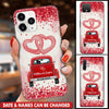 Customized Couple Names Husband Wife Red Truck Hearts Valentine Wedding Marriage Gift Phone case HLD01JUL22TP1 Silicone Phone Case Humancustom - Unique Personalized Gifts Iphone iPhone 13