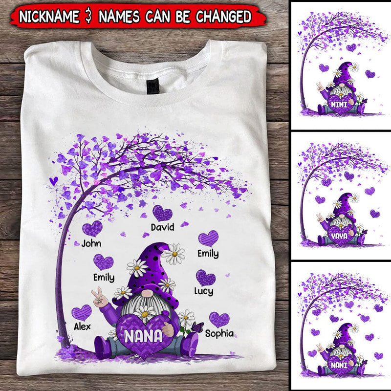 Discover Violet Gnome Grandma Mom Loves Sweet Heart Kids, Mother's Day Gift Personalized T-Shirt