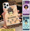 Personalized Leopard Messy Bun Grandma with Butterfly Grandkids Glass Phone case NVL25JUL22CT1 Glass Phone Case Humancustom - Unique Personalized Gifts Iphone iPhone 13