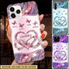 Personalized Grandma - Mom Heart Infinity Butterflies Kids Multi Colors Glass Phone case NVL18JUL22TT1 Glass Phone Case Humancustom - Unique Personalized Gifts Iphone iPhone 13