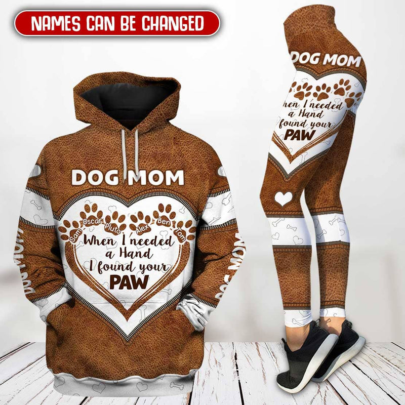 When I Needed A Hand I Found Your Paw Heart Leather Pattern Custom 3D Full Printing Hoodie Leggings