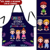 Grandma's Kitchen Made With Love Grandkids Welcome Tropical Leaves Purple Pattern Custom Gift For Grandma DHL24MAR22NY1 Apron Humancustom - Unique Personalized Gifts Measures 27" x 30"