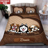 Personalized Dog Mom Puppy Pet Dogs Lover Texture Leather Bedding Set NVL26JUL22TT2 Bedding Set Humancustom - Unique Personalized Gifts US TWIN